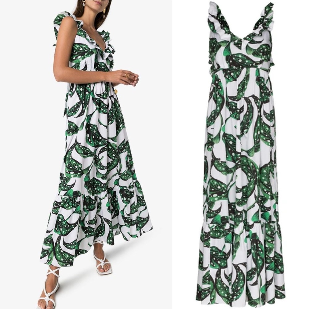 Borgo De Nor Liya Leaf Print Flared Dress Size 8 US (12 UK) - Picture 5 of 12